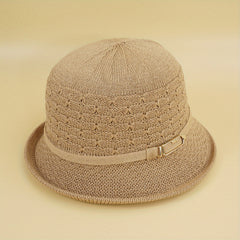 French Crochet Bucket Hat Solid Women Fedora Cap Sun Hat