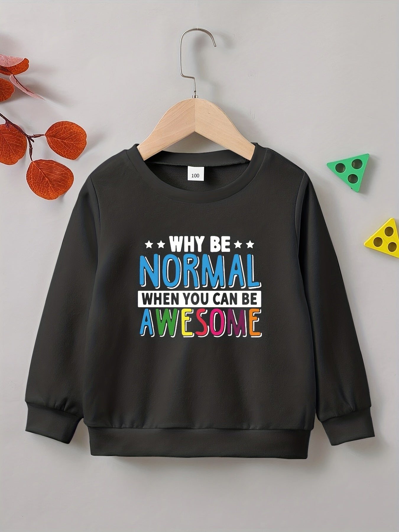 AWESOME Letter Print Boys Creative Sweatshirt
