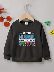 AWESOME Letter Print Boys Creative Sweatshirt