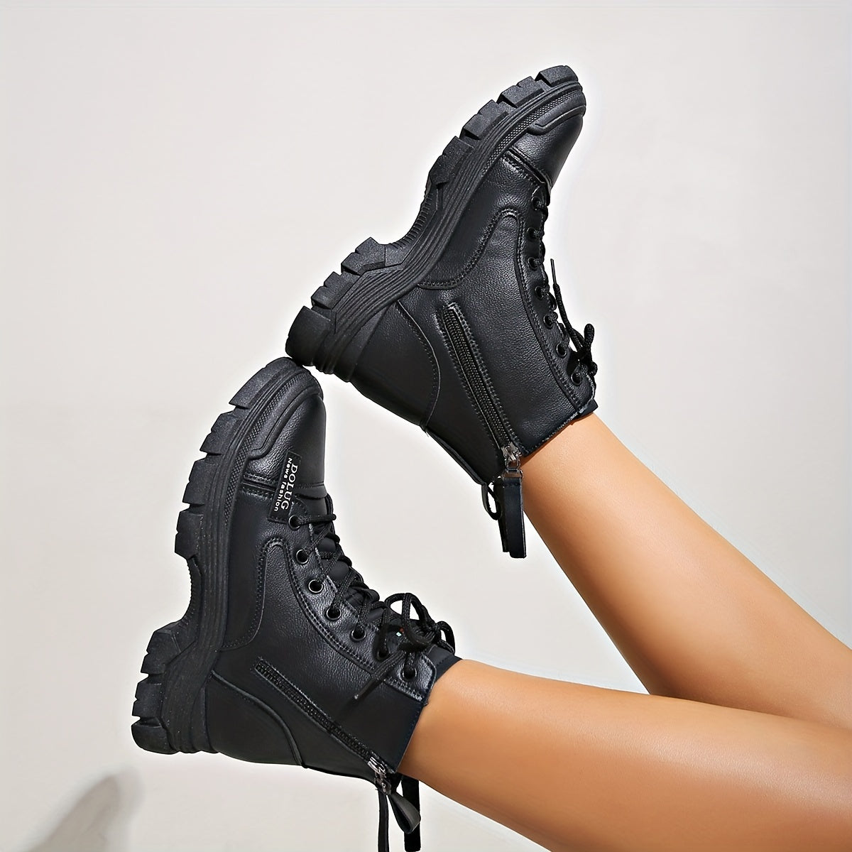 Women's Retro Thick Bottom Boots Lace Up Comfortable Shoes