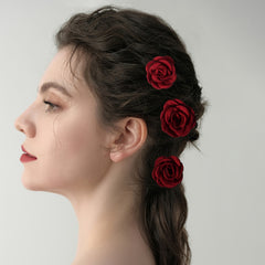 3pcs Rose Hair Pin Bridal Head Accessories U Shaped Hairpin
