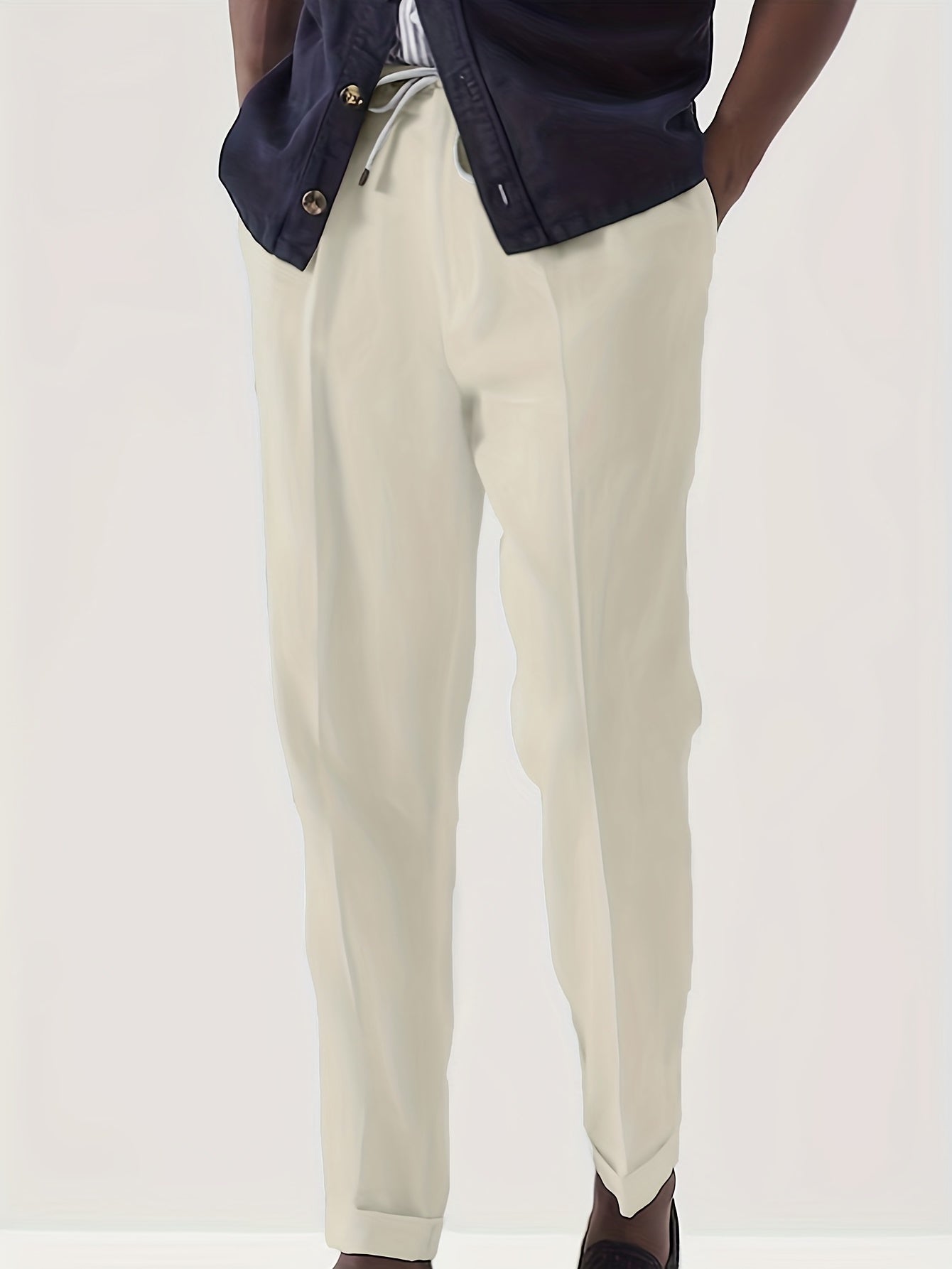 Men's Drawstring Tapered Trousers Solid Pants