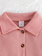 Girls Flared Sleeve Collared Shirt for Spring and Autumn