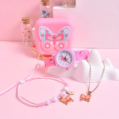 Soft Silicone Butterfly Princess Girls' Watch & Coin Purse Gift Set