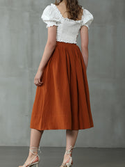Women's Plus Solid High Rise A line Midi Skirt