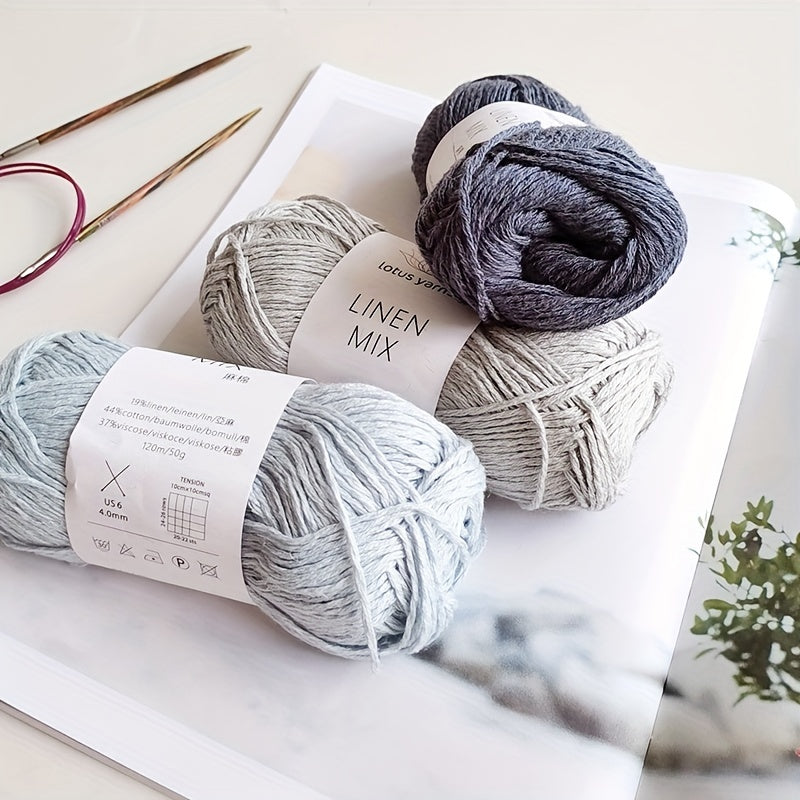 2pcs 393 Feet 50g Lotus Linen Mix Yarn Soft For DIY Hand Crochet/Knittin