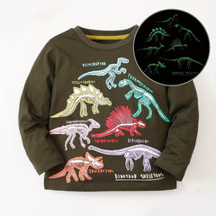 Dino Skeleton Print Kid's Long Sleeve Top