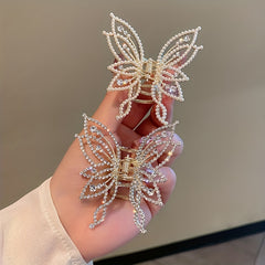 Butterfly Hair Clip Pearl Rhinestone Hairpin