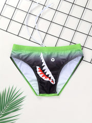 Shark Print Men's Swimsuit Brief Quick Dry Swim Briefs Bikini Swimwear