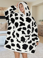 Fruit Pattern Hooded Flannel Robe Warm & Cozy Lounge Wear