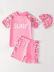 Toddler Girls Bikini Tankini Swimsuit Raglan Sleeve Top & Shorts Set