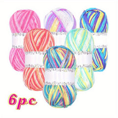6 Skeins Rainbow Colorful Yarn for Knitting Crocheting Sweaters Scarves Shawls