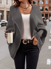 Casual Cardigan Women's Plus Solid Bat Sleeve Medium Stretch Oversized