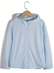 Boys Zip Up Hooded Jacket Sun Protection Lightweight Spring/Autumn Sports Clothe
