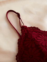 4pcs Lace Wireless Bras Comfy Scallop Trim Bra Women's Lingerie