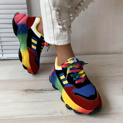 Women's Colorful Lace Up Mesh Sneakers Non Slip Sport Shoes