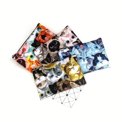 Vintage Kitten Purse Zipper Key Card Bag Small Square Bag