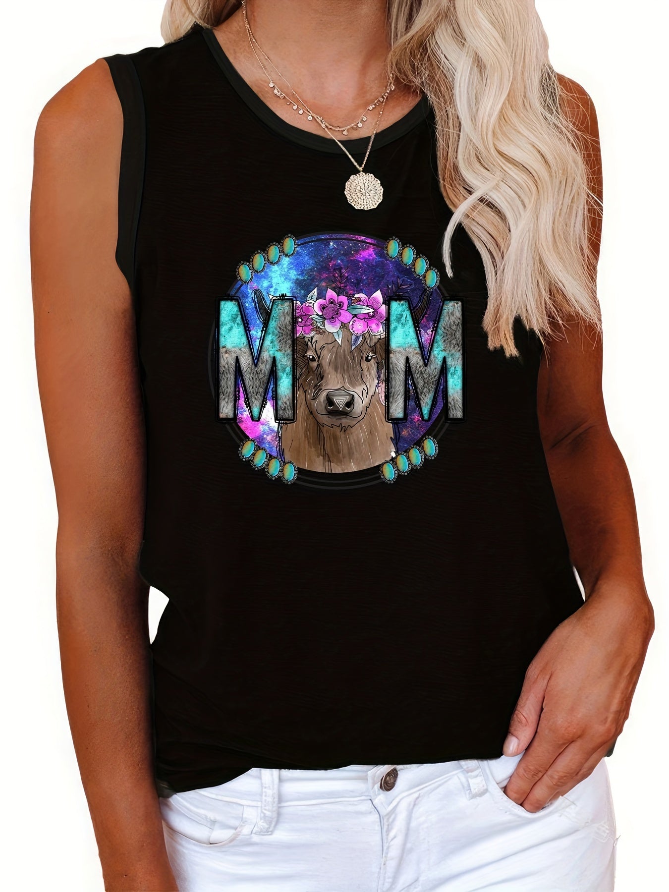 Leopard Slogan Print Tank Top for Women