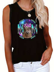 Leopard Slogan Print Tank Top for Women