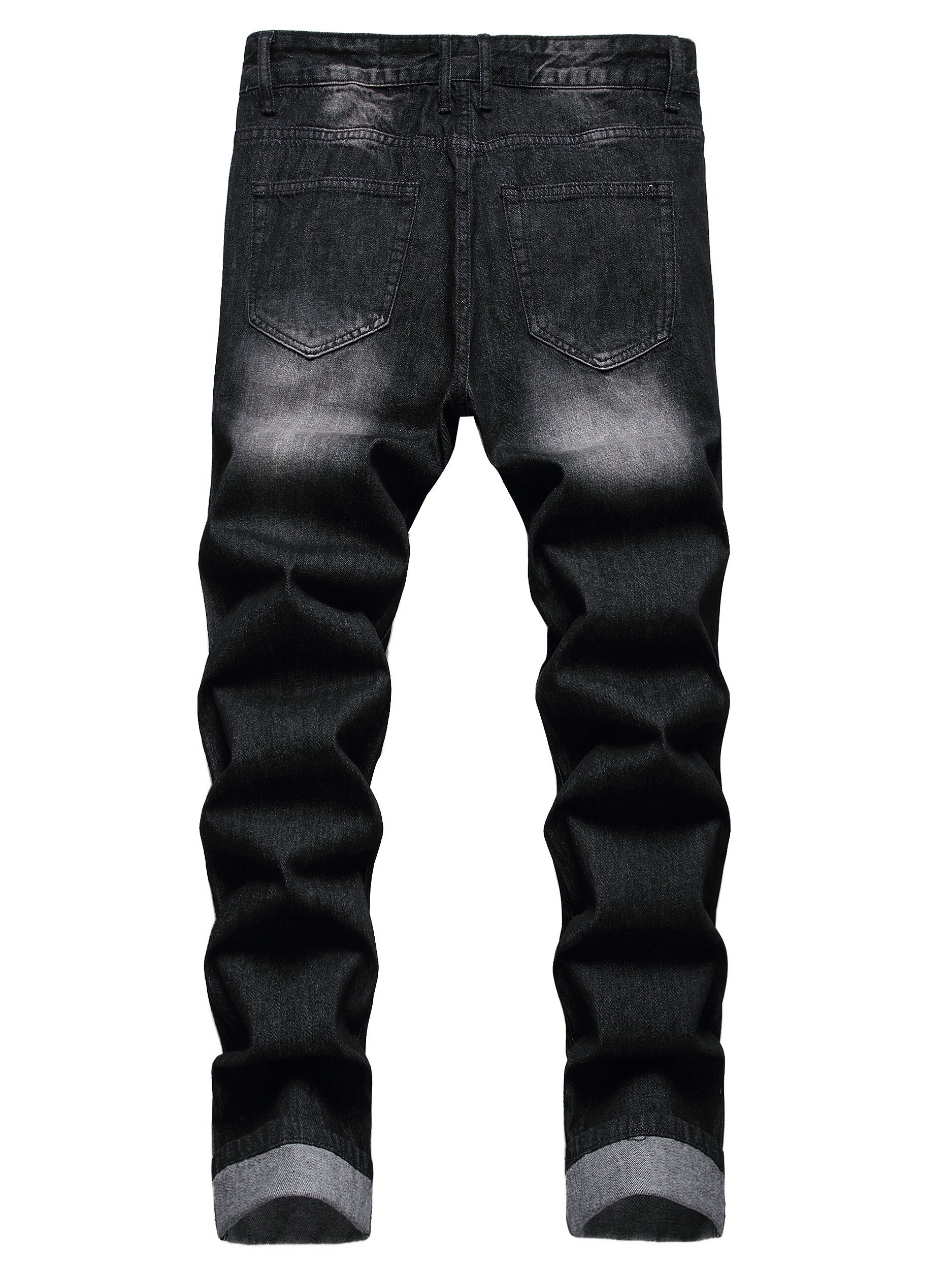 Slim Fit Ripped Jeans Men Casual Street Style Distressed Denim Pants