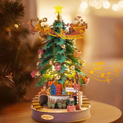 Festive Wooden Christmas Tree Music Box Puzzle Kit