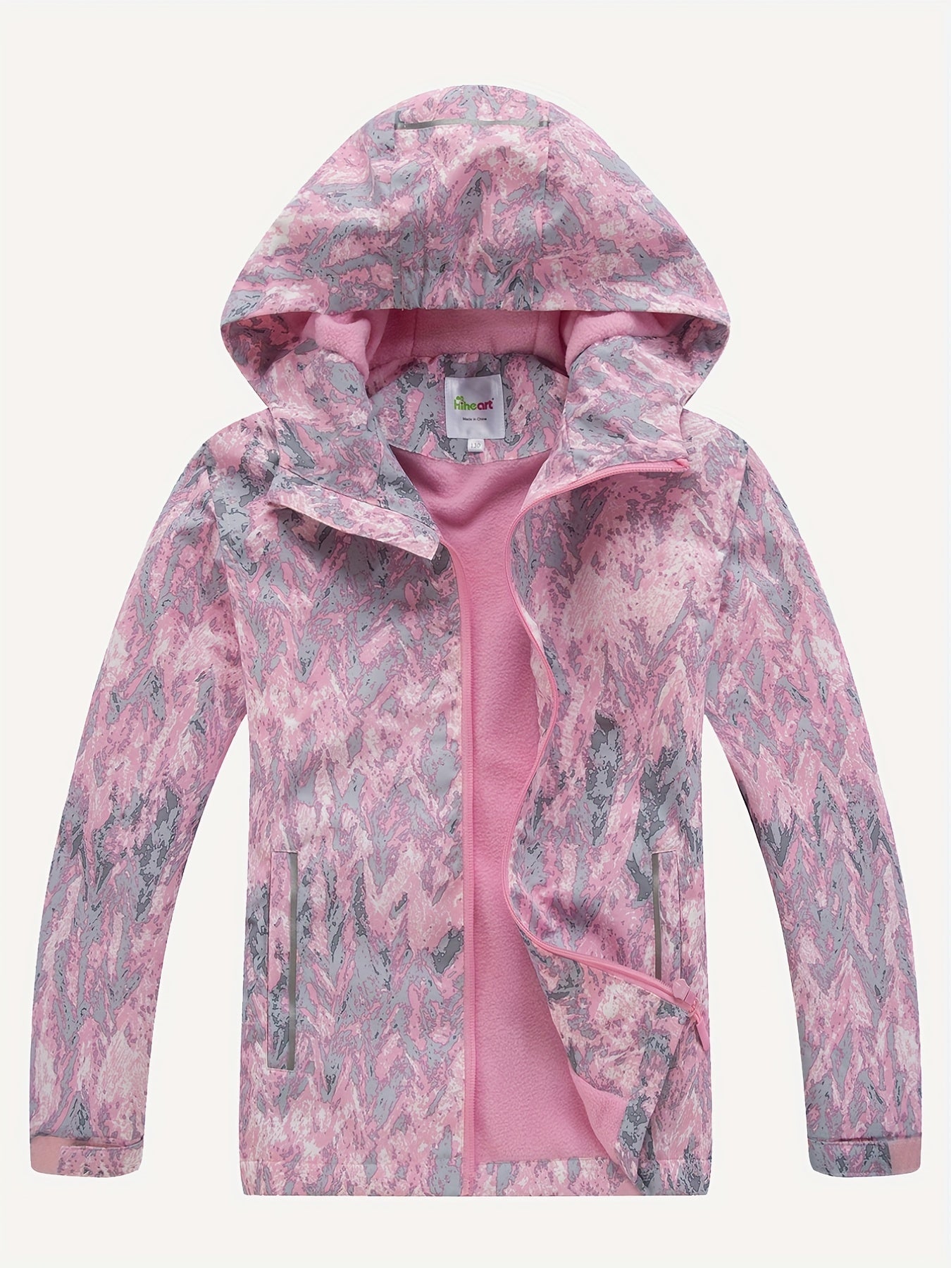Girls Outdoor Fleece Lined Waterproof Jacket With Hood