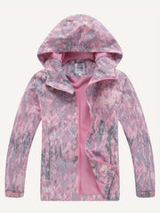 Girls Outdoor Fleece Lined Waterproof Jacket With Hood