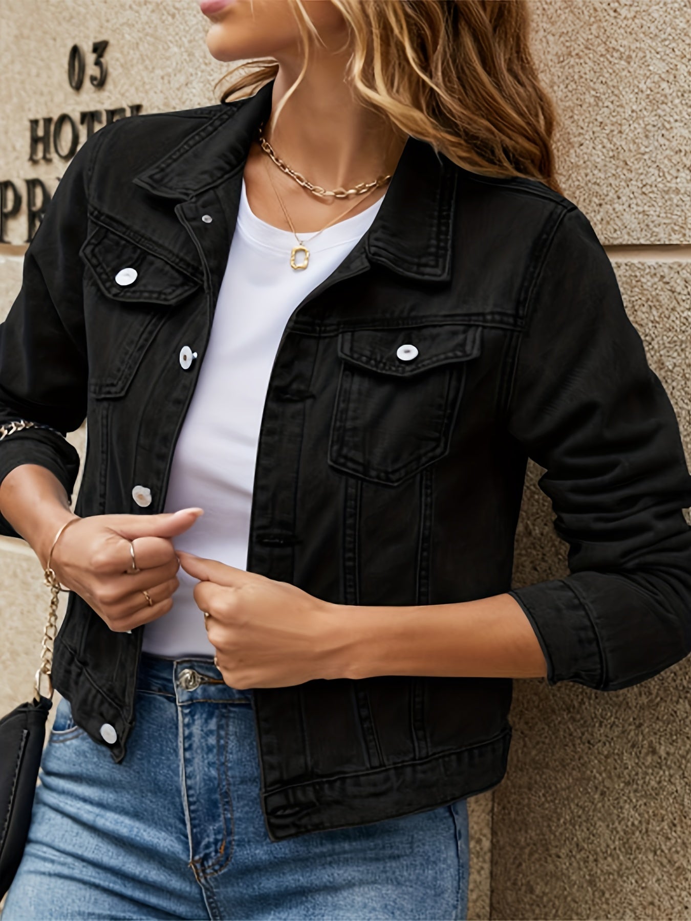 Long Sleeves Denim Coats Single Breasted Button Lapel Denim Jackets