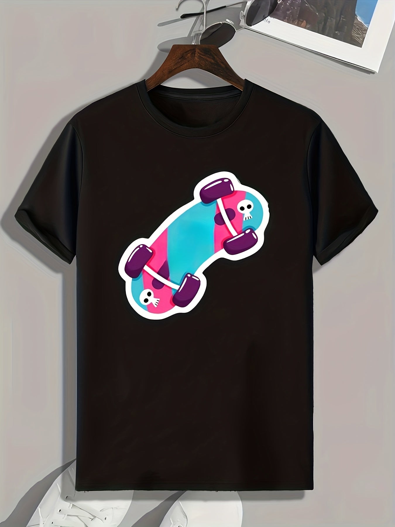 Skateboard Print Men's Graphic T shirt Casual Comfy Tees For Summer