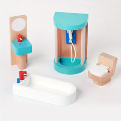 Wooden Bedroom Toys 7 Sets for Kids Pretend Play Home Bedroom