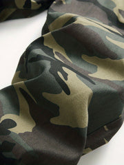Camouflage Bib Overalls Mens Mid Stretch Slim Fit Suspender Denim Pants