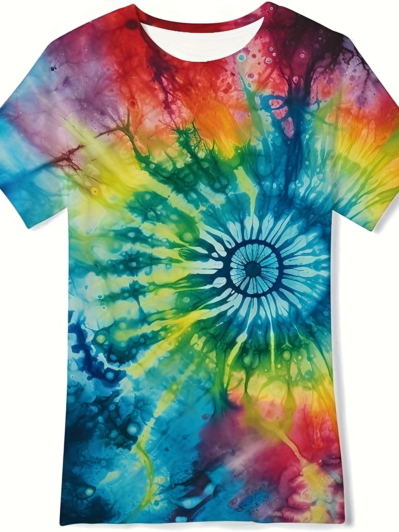 Colorful Rainbow Tie Dye Short Sleeve T-Shirt for Kids
