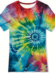 Colorful Rainbow Tie Dye Short Sleeve T-Shirt for Kids
