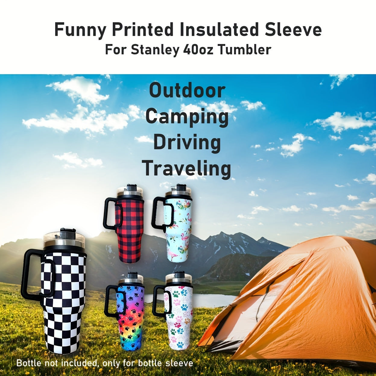 Neoprene Cup Insulated Sleeve Plaid 1200ml Tumbler Bottle