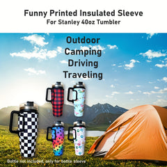 Neoprene Cup Insulated Sleeve Plaid 1200ml Tumbler Bottle