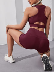Yoga Workout Set Sports Bra & Stretch Shorts Women's Activewear