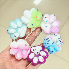 6pcs Mixed Cat Paw Soft Textured Toy Glitter Colorful Durable
