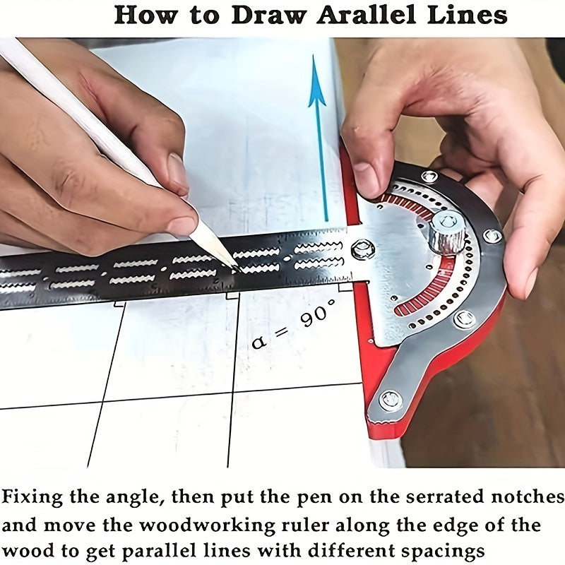 Woodworking Edge Measuring Ruler Protractor T square Woodworking Edge Ruler