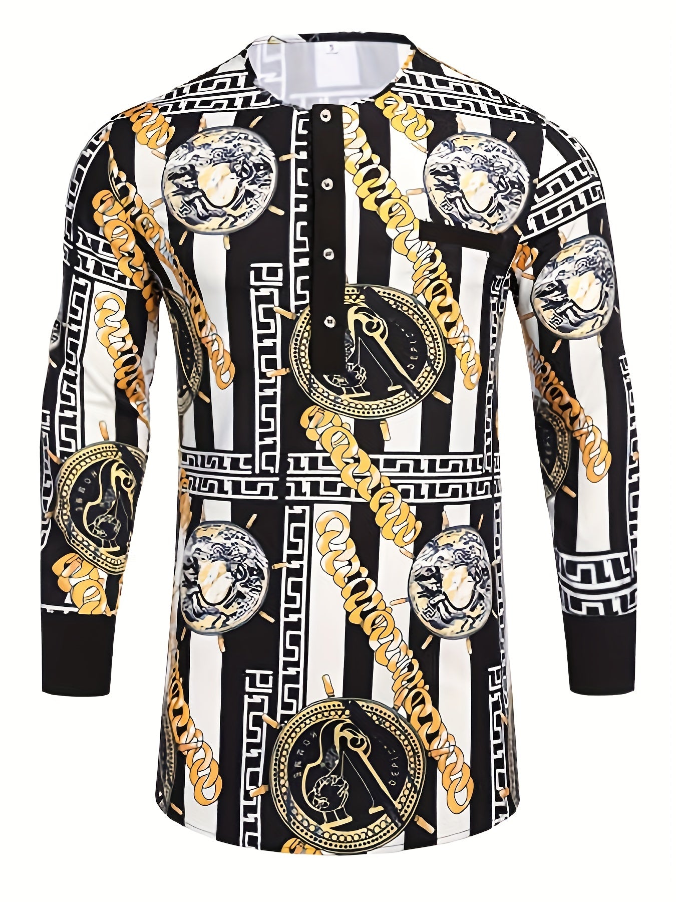 Men's African Dashiki Shirt Button Long Sleeve with Pocket