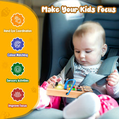 8 LED Light Switches Sensory Toy Montessori Busy Board For Toddlers 1+