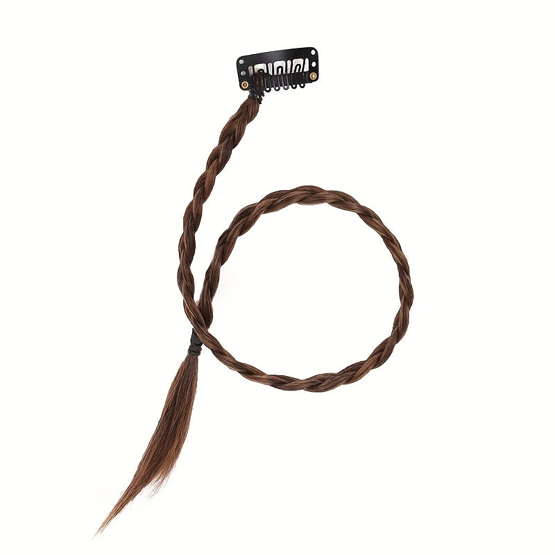 8 Cm Long Twist Braids Hair Extensions With Hair Clip Y2K Synthetic Ponytail