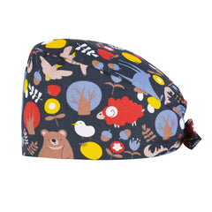 Cartoon Printed Working Hat Scrub Caps Adjustable Work Cap