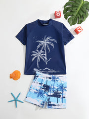 Boys Tropical Trees Swimwear Set Quick Dry Casual Kids Clothes