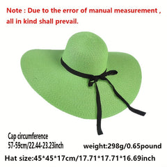 Candy Large Sun Hat Ribbon Bowknot Casual Breathable Straw Hat Women
