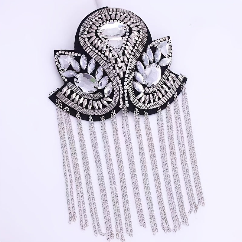 Exaggerated Crystal Epaulettes Dresses Clothing Accessories