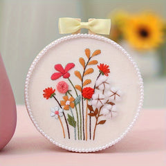 Plant Flower Embroidery Cross Stitch DIY Material Bag Set