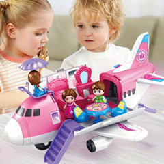Princess Airplane Playset for Kids Pink with Accessories Furniture and Dolls