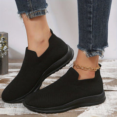 Women's Breathable Woven Sneakers Low Top Slip On Shoes