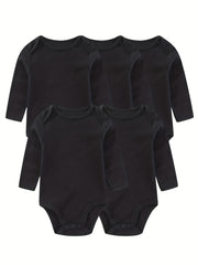 5Pcs Spring Autumn Unisex Long Sleeve Baby Boy Girl Bodysuits Cotton