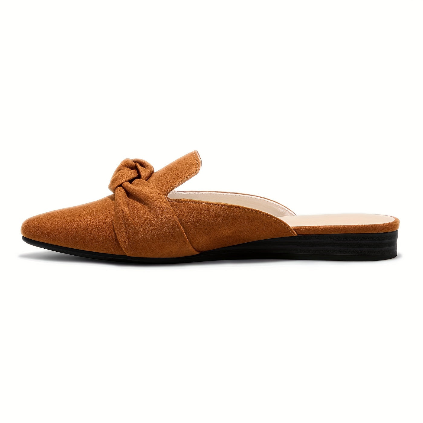 Bowknot Flat Mules Pointed Toe Slip On Loafers